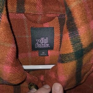 Wild Fable Women's Button Down Shirt - Orange and Pink Plaid